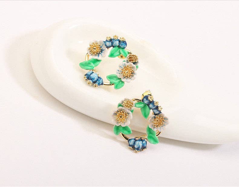 Exsito – Brincos de pino por atacado – Brincos de esmalte flor lírio