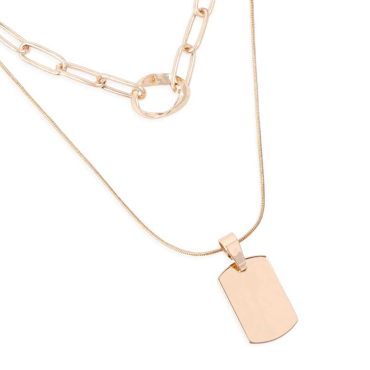 MYS Wholesale Inc - Wholesale Pendant/Charm Necklace - Blank Dog Tag With Layered Chain Necklace5