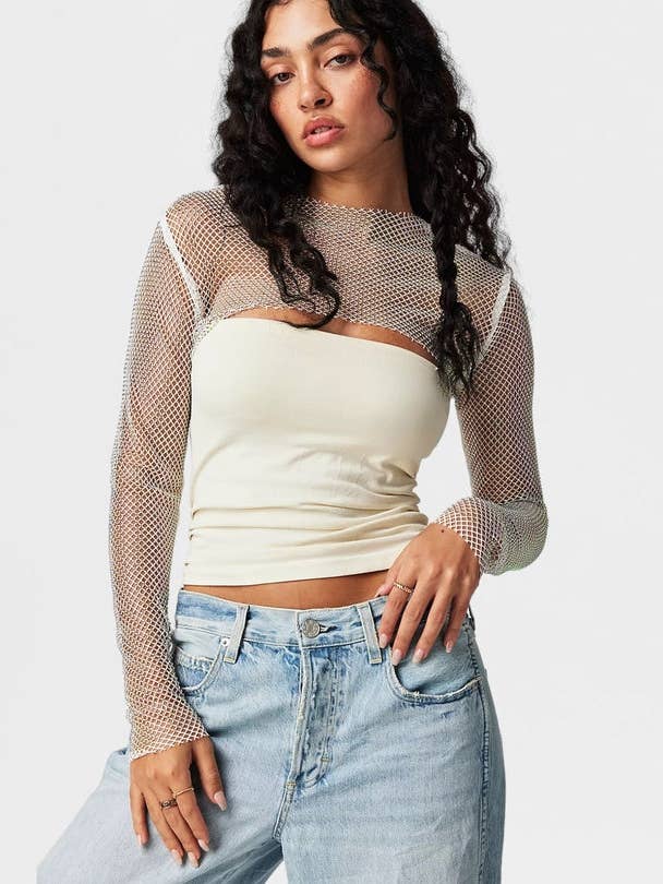 Siren Mesh Bolero - Ice för wholesale av High Heel Jungle