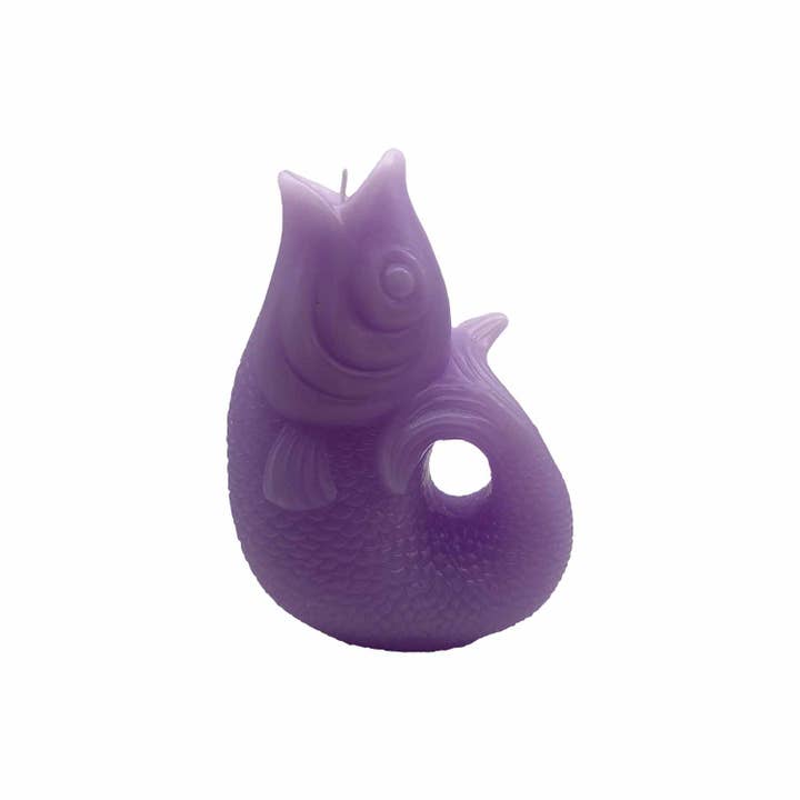 Fish candle gm lilac L10 W5 H15cm for wholesale by Opjet Paris