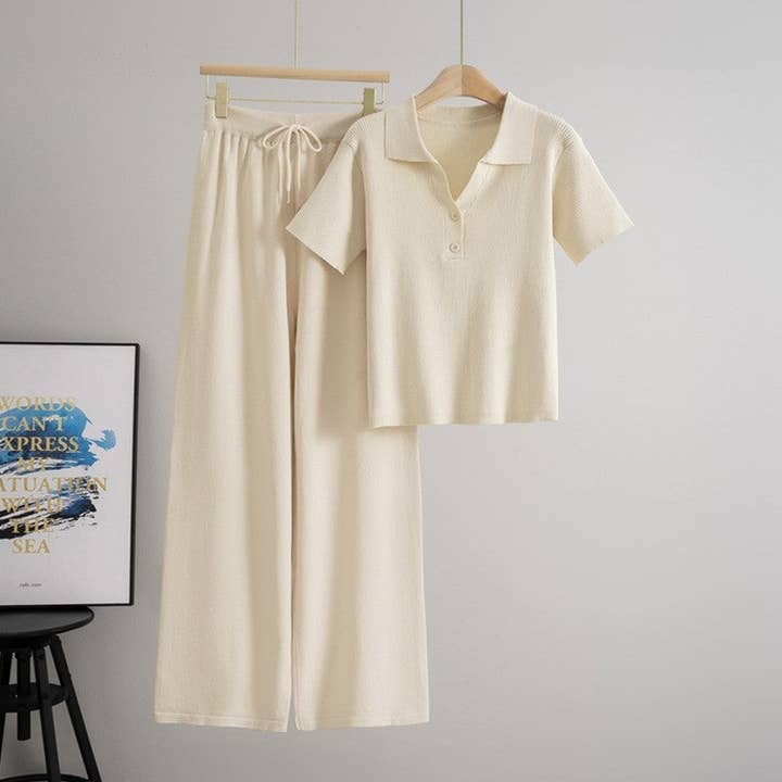 UZ Wholesale Store – Engroshandel Loungesæt - Dame – Polohals Strik To-delt Sæt1