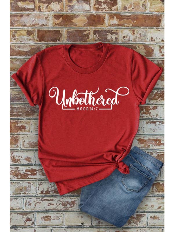 Top Avenue - Wholesale Screen Printed T-Shirt - Women's - Unbothered, Mood 24:7, Unisex Round Neck T-Shirt13