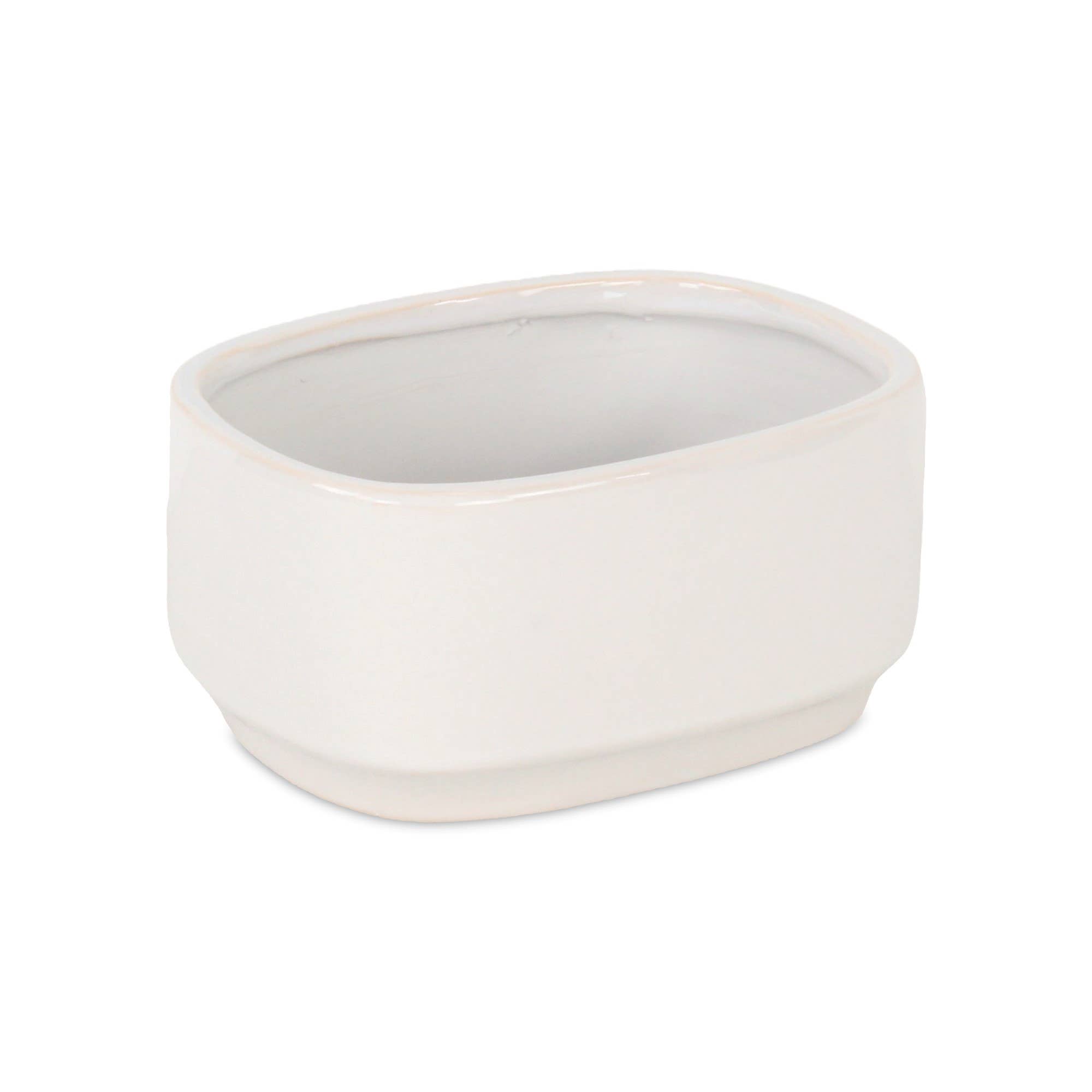 Cheungs Home Decor - Venta al por mayor Macetas - Maceta de cerámica rectangular ancha y curva de Elegora, color blanco roto5