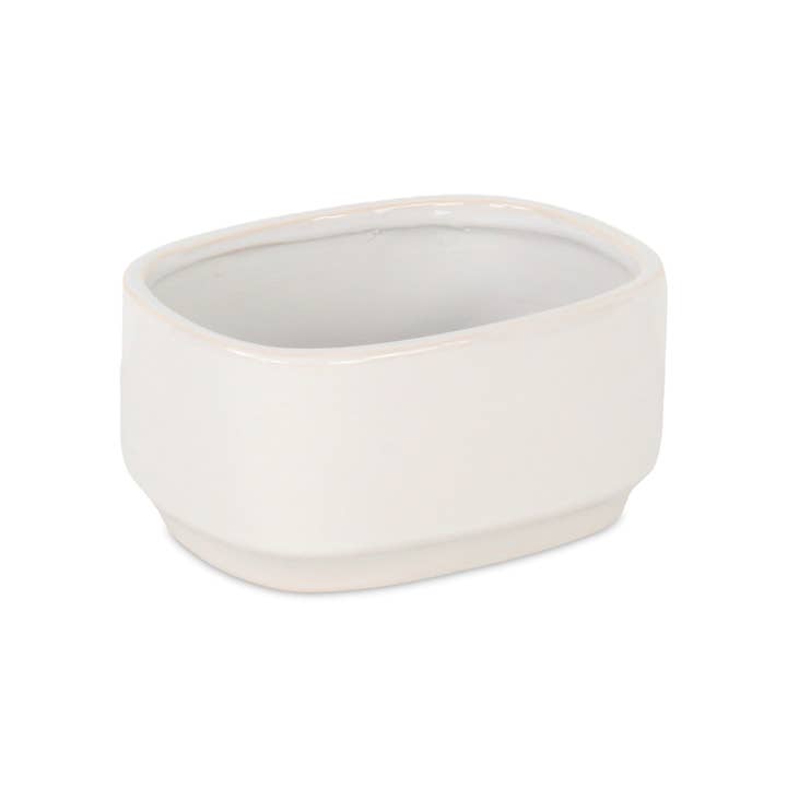Cheungs Home Decor - Venta al por mayor Macetas - Maceta de cerámica rectangular ancha y curva de Elegora, color blanco roto5