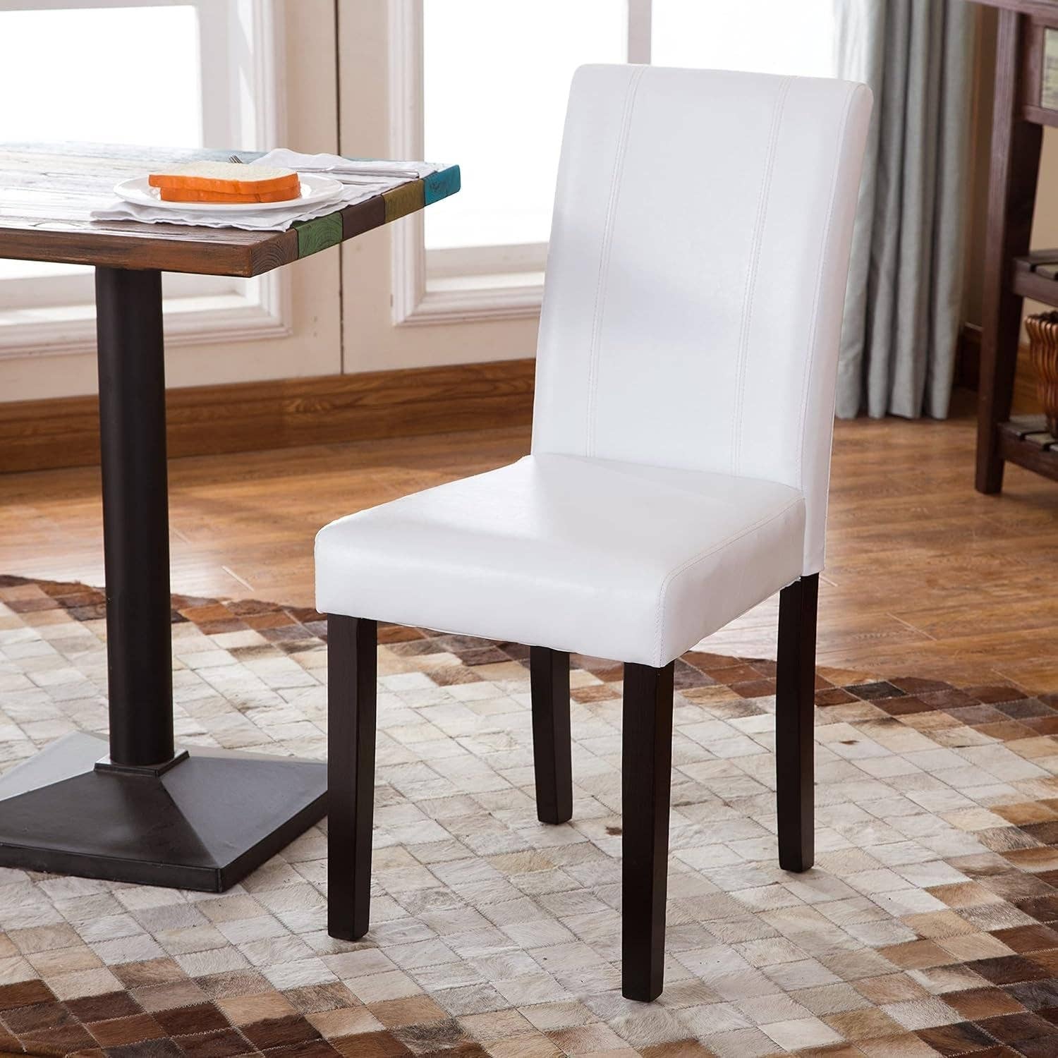Off White Leatherette Padded Parson Chair Set of 2 for wholesale on Faire3