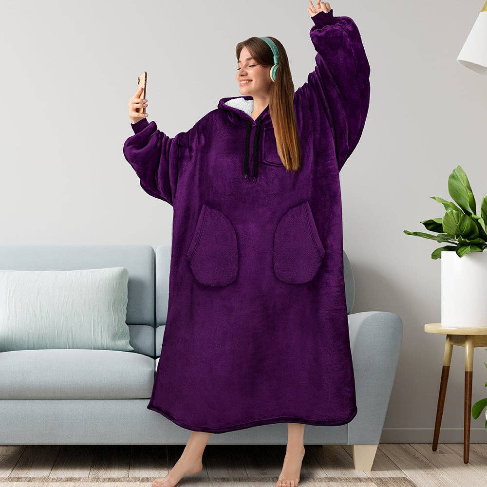 Pavilia - Wholesale Hoodie - Women's - Chest Pocket Sherpa Hoodie Blanket - Patch Pocket (Regular / Long)144