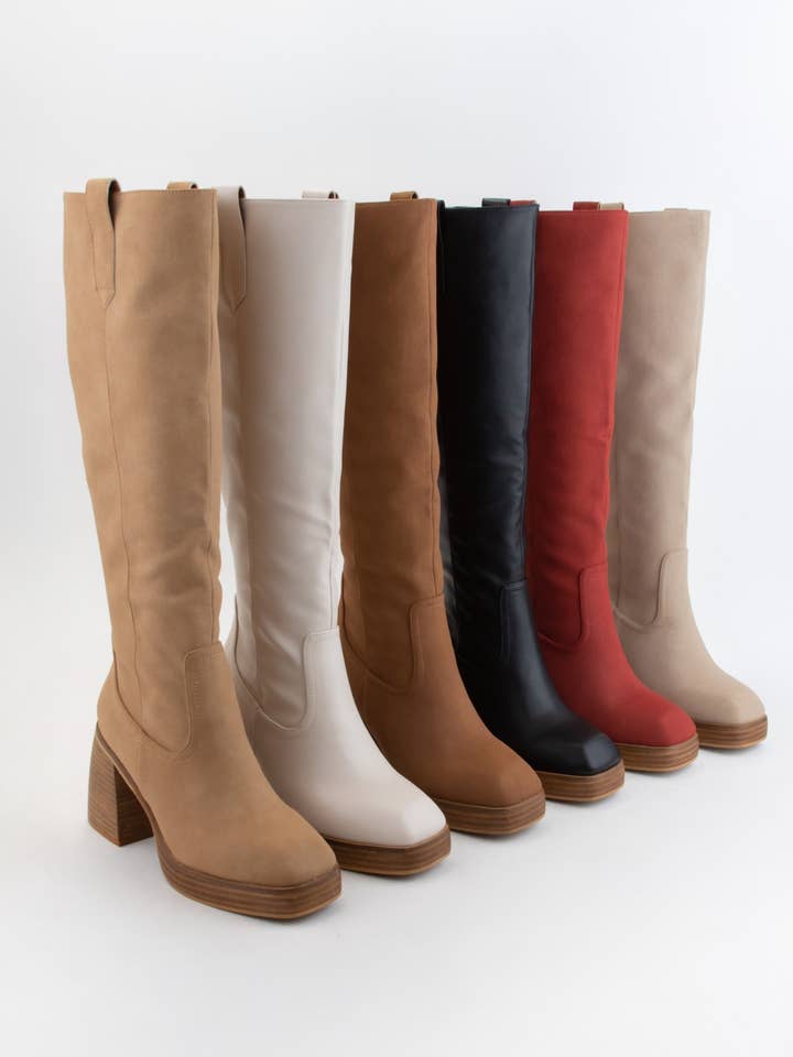 CCOCCI - Wholesale Boots - Women's - ALYSSA CHUNKY PLATFORM HEEL SLIM FIT TALL BOOTS16