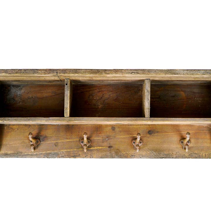 36 Inch Reclaimed Wood Entryway Coat Hook with Storage for wholesale by Boxman