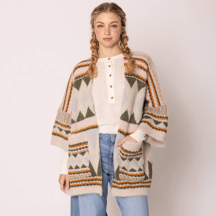 Wona Trading, Inc. - Venta al por mayor Poncho - Mujer - Cárdigan con estampado azteca