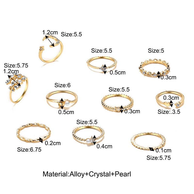   Xingyue Diamond Love Pearl Leaf 10-Piece Ring for wholesale on Faire3