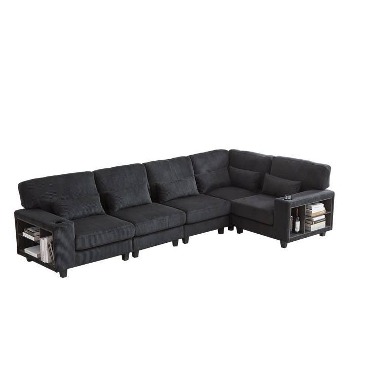 39F Inc. - Wholesale Sofa - Modular Corduroy L-Shaped Sectional Sofa with Storage,4Color19
