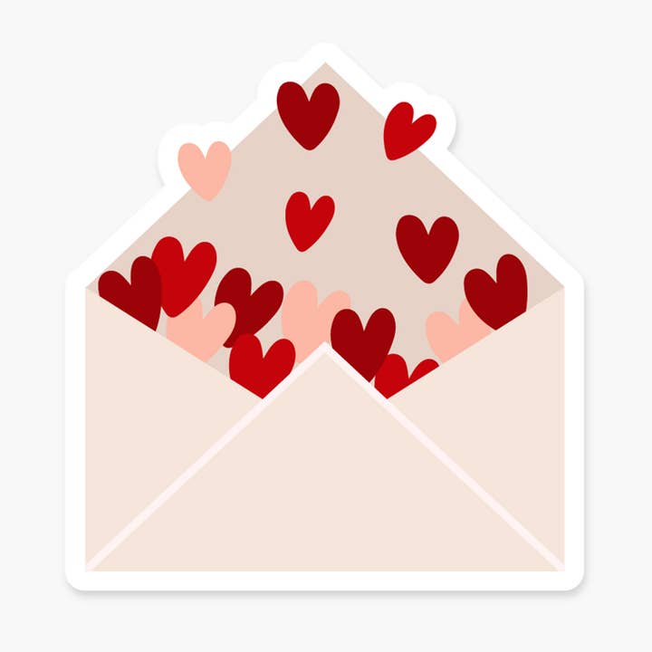 Busta con cuori che esplodono 3,25 x 7,6 cm - Love Sticker per la vendita all'ingrosso da parte di Footnotes