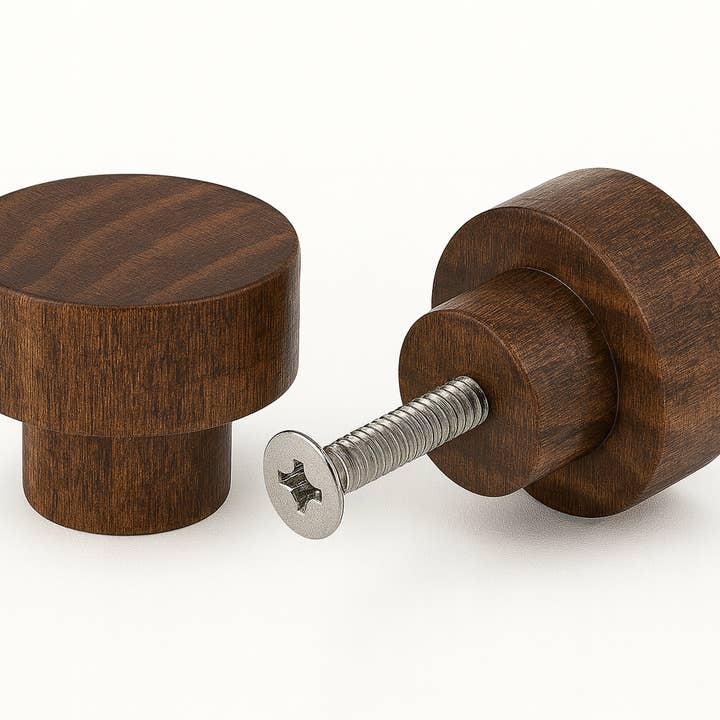 10 pomelli per cassetti in legno marrone scuro - 35mm x 25mm per la vendita all'ingrosso da parte di Atelier HM Design