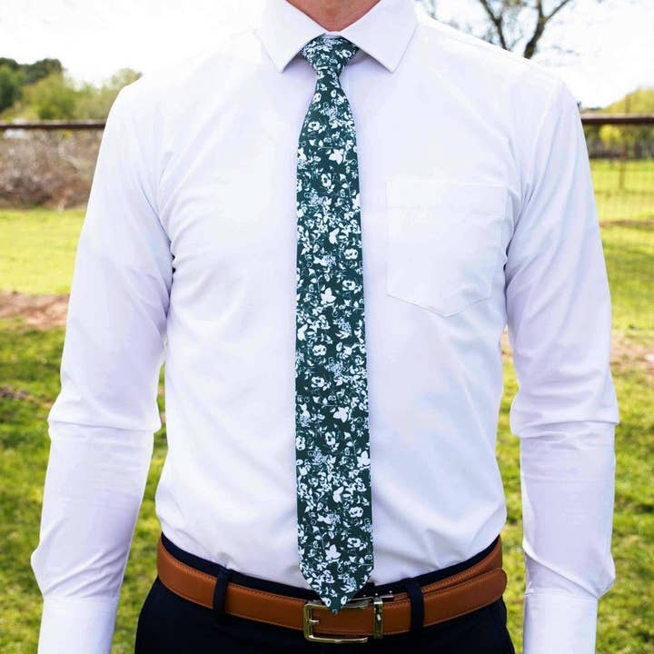 Tough Apparel - Venta al por mayor Corbata - Hombre - Kodiak- Corbata verde bosque con silueta floral