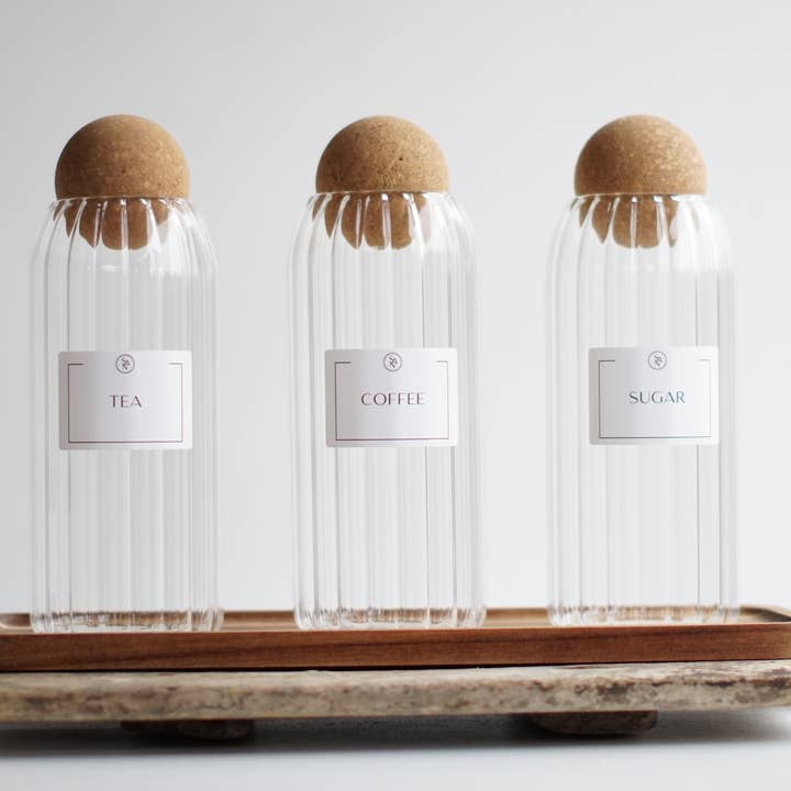 So At Nature - Wholesale Jar - Reeded Glass Tea Coffee Sugar Jars with Cork Ball Lid8