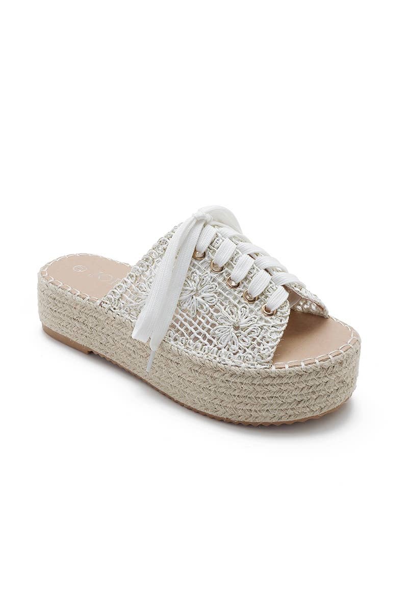 Joia Paris - Wholesale Sandals - Women's - Lace-up woven platform espadrille sandals H8-8861