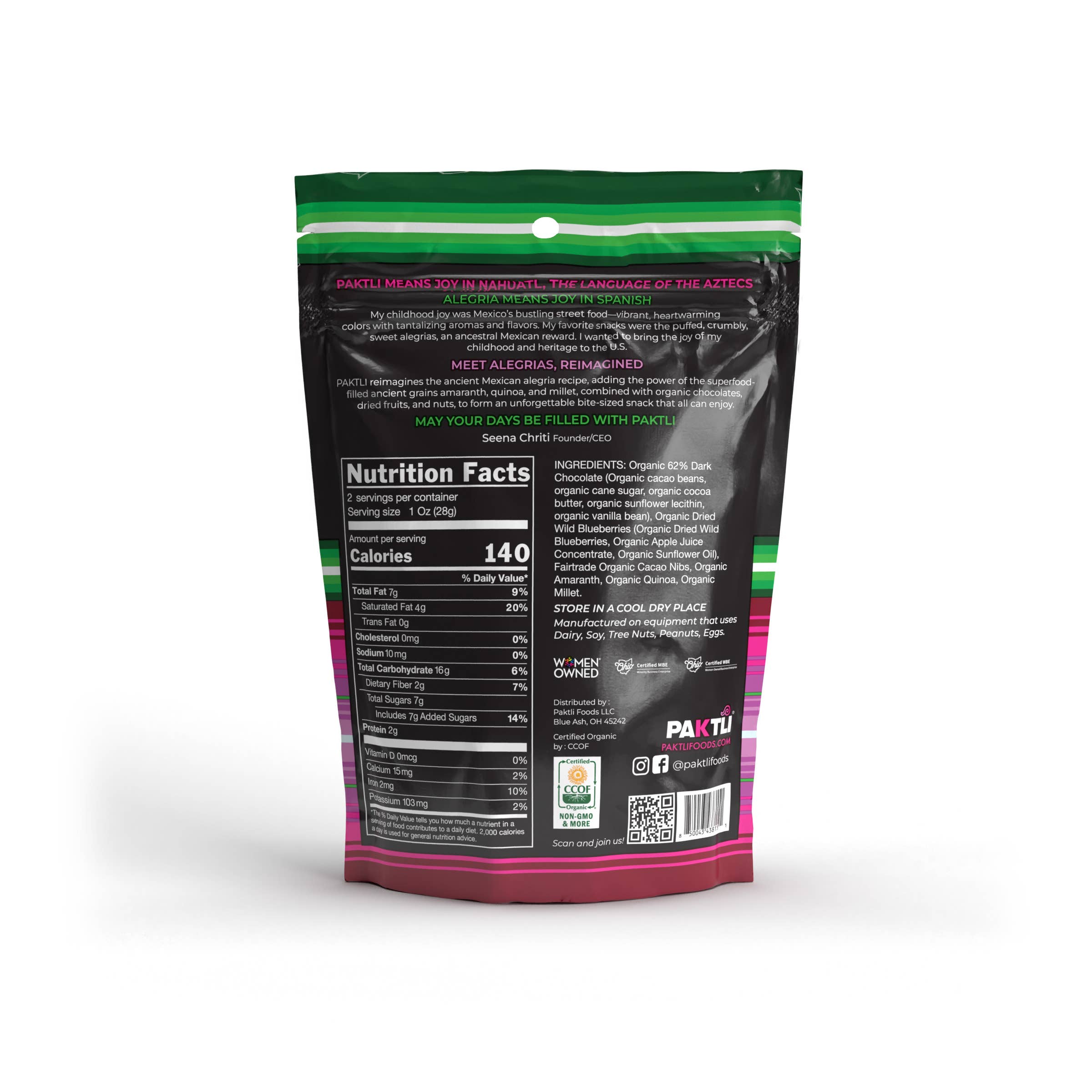 Paktli Foods - Wholesale Chocolate Covered Sweets - NEW Dark Chocolate Alegria Bites+Blueberries/Cacao Nibs7