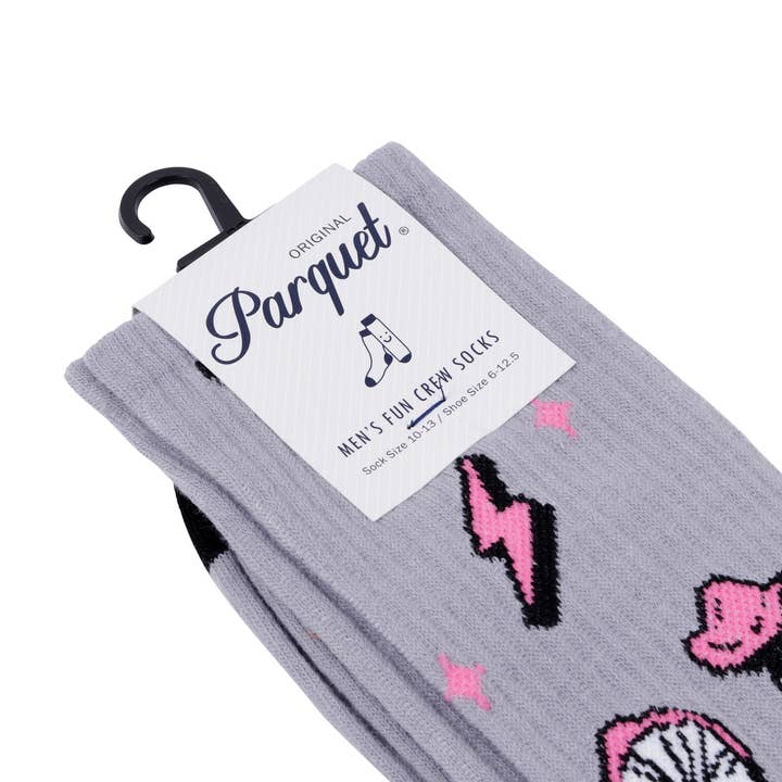 Selini New York - Wholesale Socks - Men's - Men's Skull Mushroom Novelty Socks-NVPS2037-GRY4