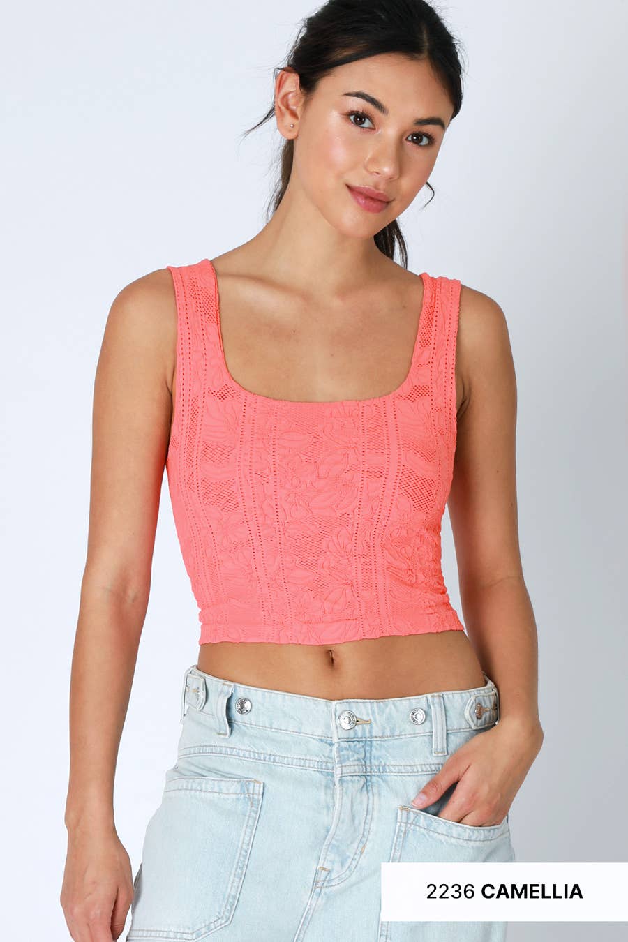 NIKIBIKI - Wholesale Knit Top - Women's - NS8396 - Double Lace Square Crop Top4