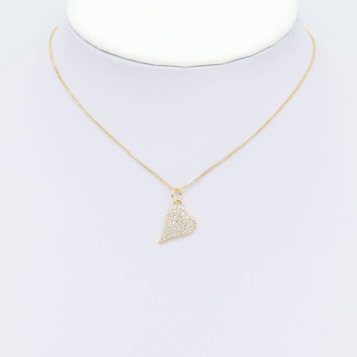 BestBeads&Beyond - Wholesale Individual Charm/Pendant - Gold Clear CZ Heart Shape Charm, Sku#LX457