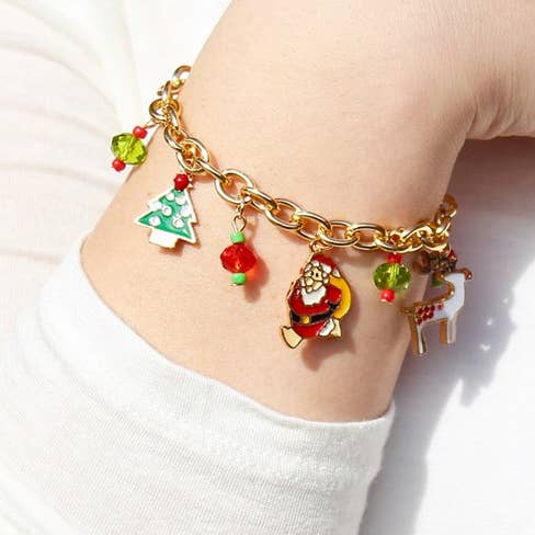 Braccialetti natalizi Charm Link con Babbo Natale per la vendita all'ingrosso da parte di ShopTrendsNow
