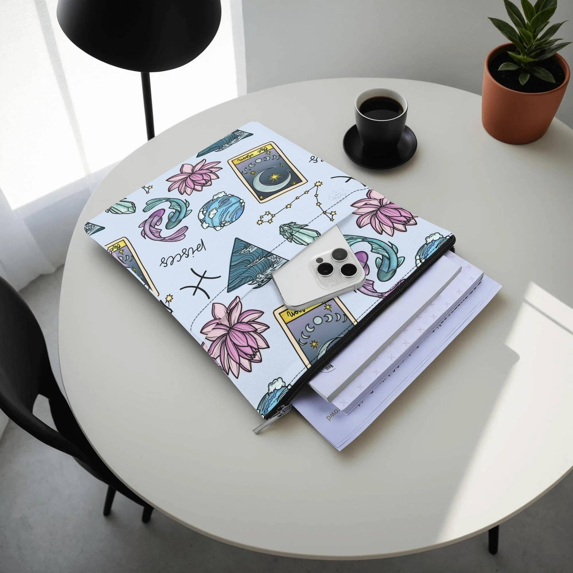 OhhhSoPeachy - Wholesale Book Cover - Pisces Seamless Pattern Printed Fabric Custom Book Sleeve Book Cover Protector with Zipper and Front Pocket1