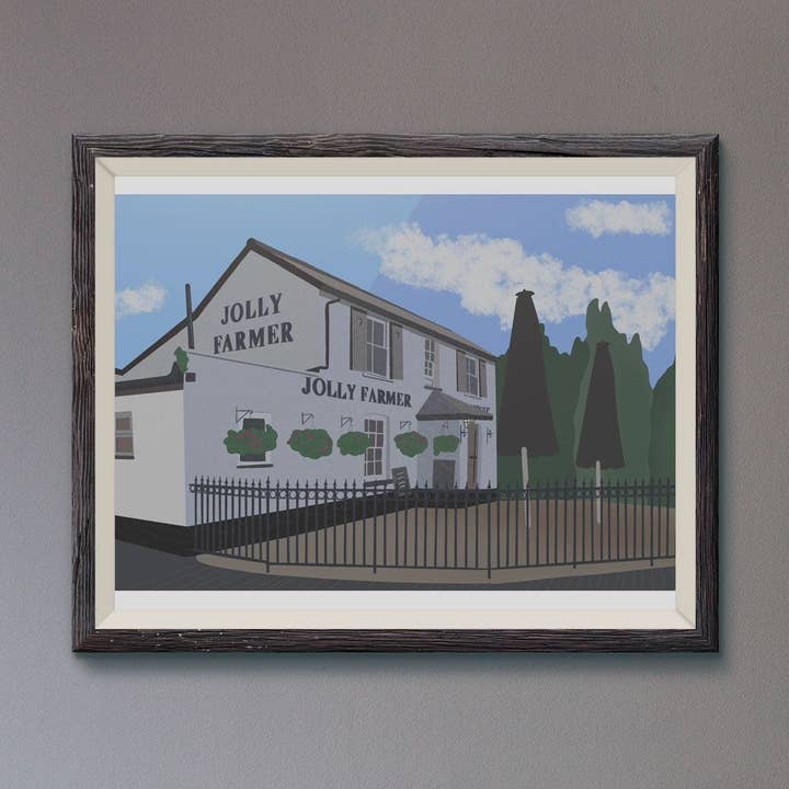 Le Jolly Farmer, Weybridge - Impression d'art pour la vente par JezzzDesigns