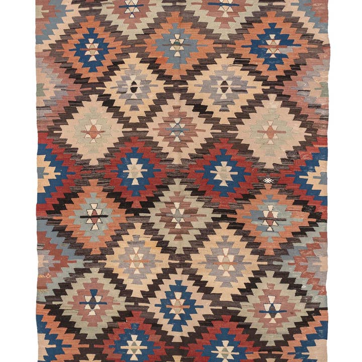 Tapis de zone géométrique kilim oriental (5'1'' x 9') pour la vente par Rugtolia