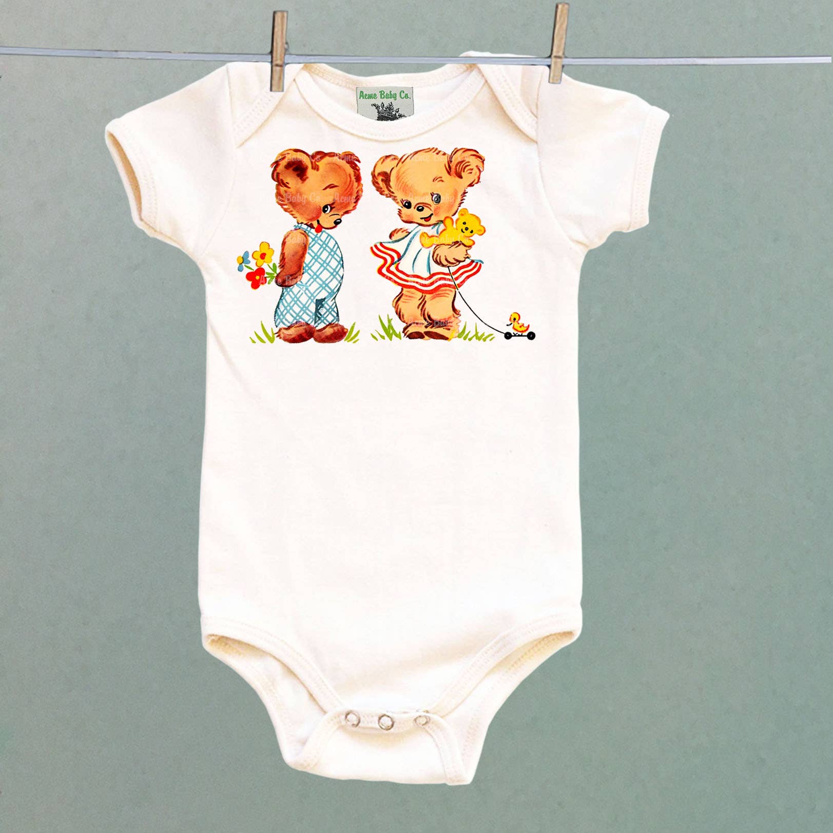 REMOVED BRAND - Wholesale Bodysuit (Non-Footed) - Baby - Bear Twins Organic Bodysuit3