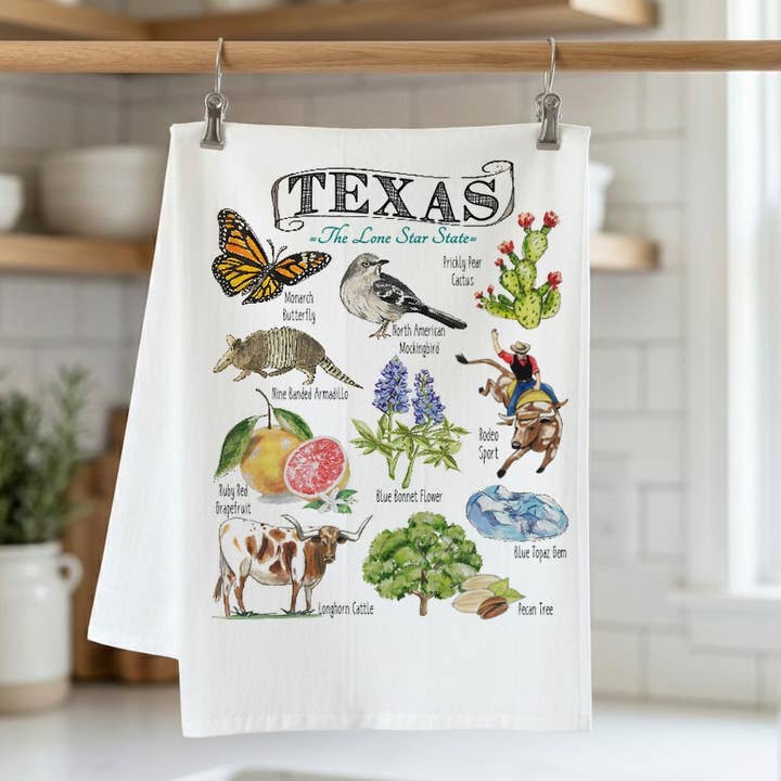 Texas State Icon Kitchen Towel for wholesale by Pamela Cassidy Designs