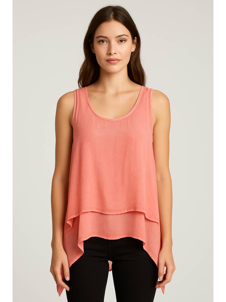 Lucy Sparks – wholesale Shirt – Women’s – COLD WASHED 2 PIECE SLEEVELESS TOP2