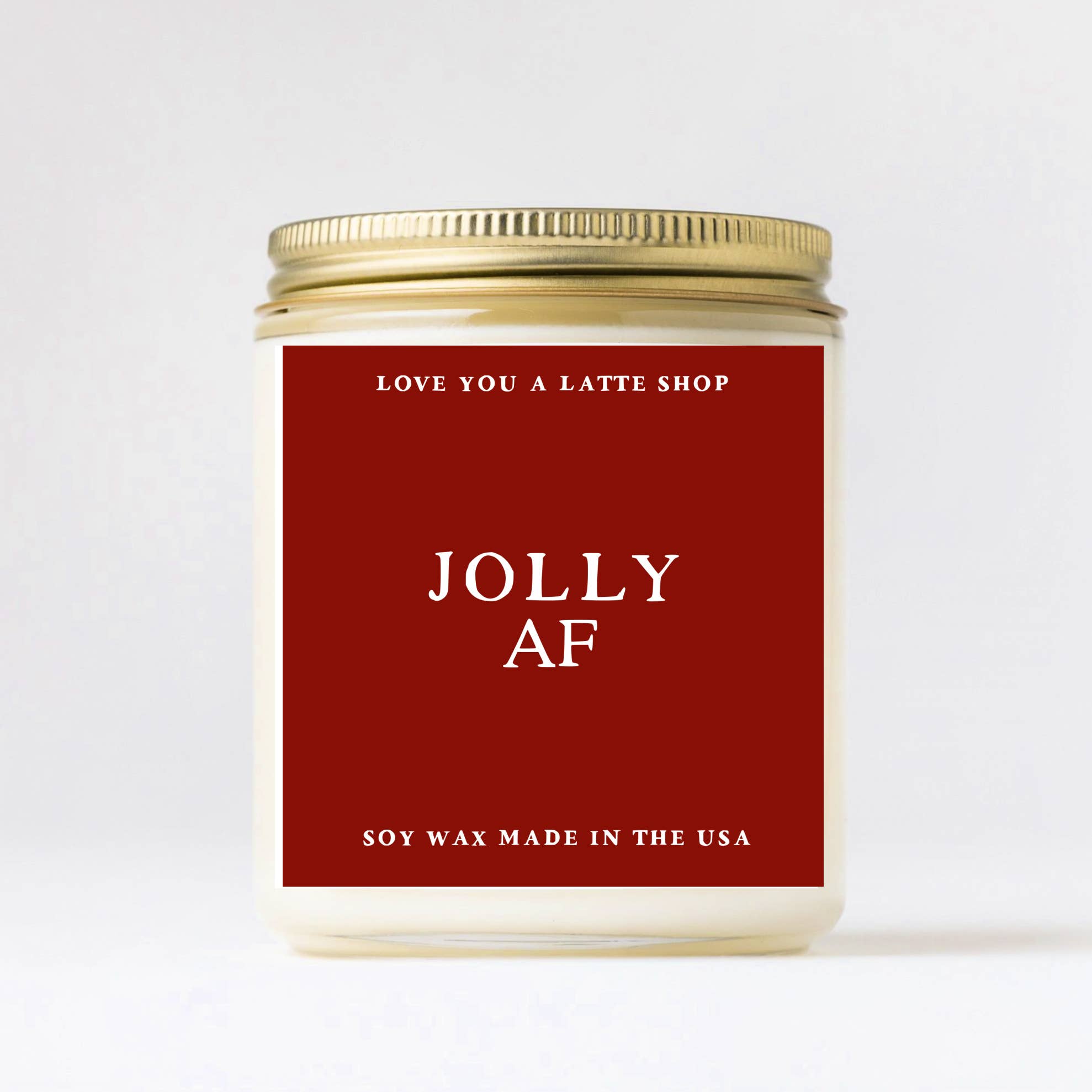 Love You a Latte Shop – Vela em jarro/copo por atacado – Vela de vidro Christmas Jolly AF 2 TAMANHOS