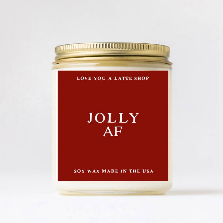 Love You a Latte Shop - Wholesale Jar/Filled Candle - Christmas Jolly AF Glass Jar Candle 2 SIZES