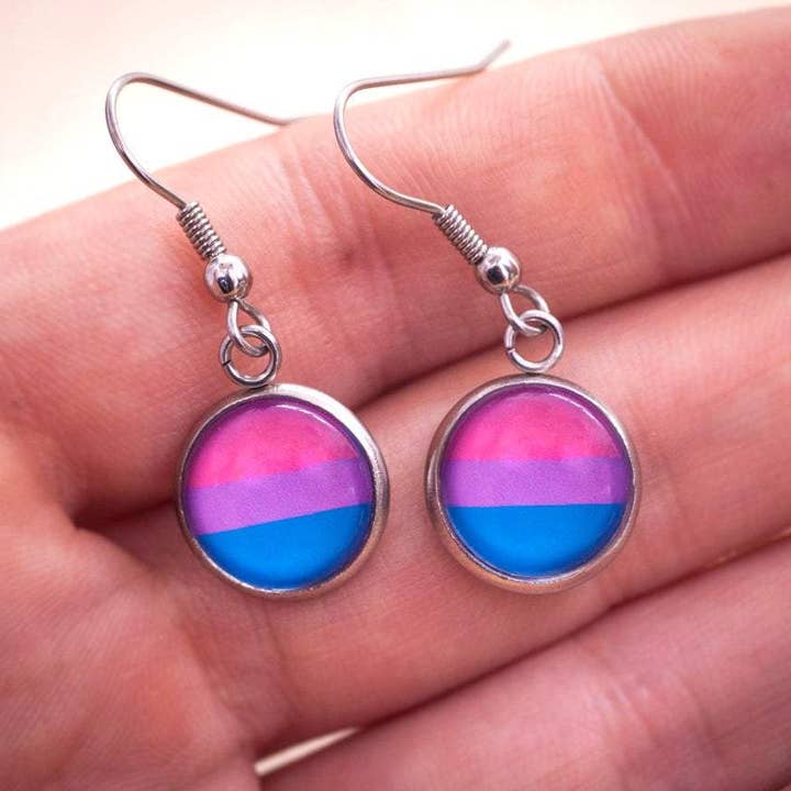 Crafty Queer Studio - Wholesale Stud/Post Earrings - Bisexual flag pride LGBTQ+ earrings - stud or dangle4