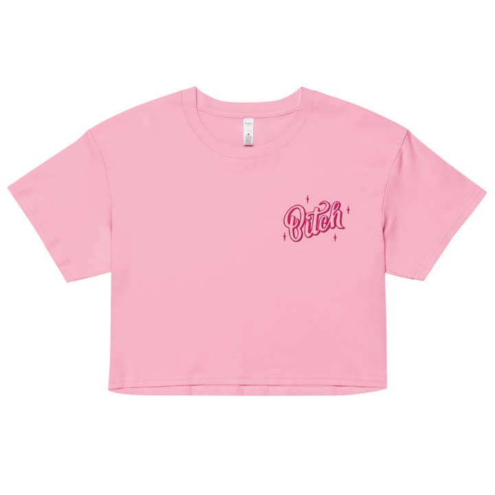 Sparkly Bitch Embroidered Crop Top for wholesale by Goth Cloth Co.