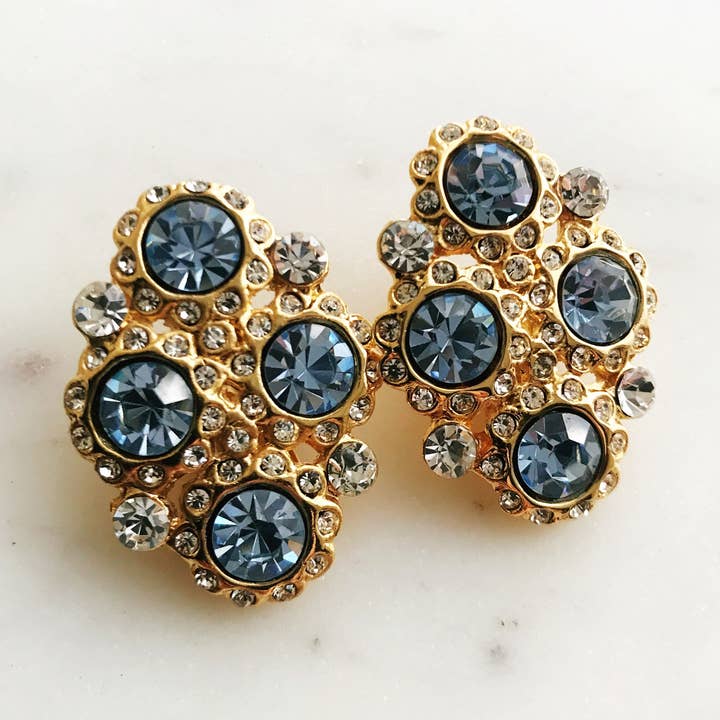 Carmen Miller Jewellery - Wholesale Clip-on earrings - Harper Swarovski Crystal Light Blue Clip On Earrings0