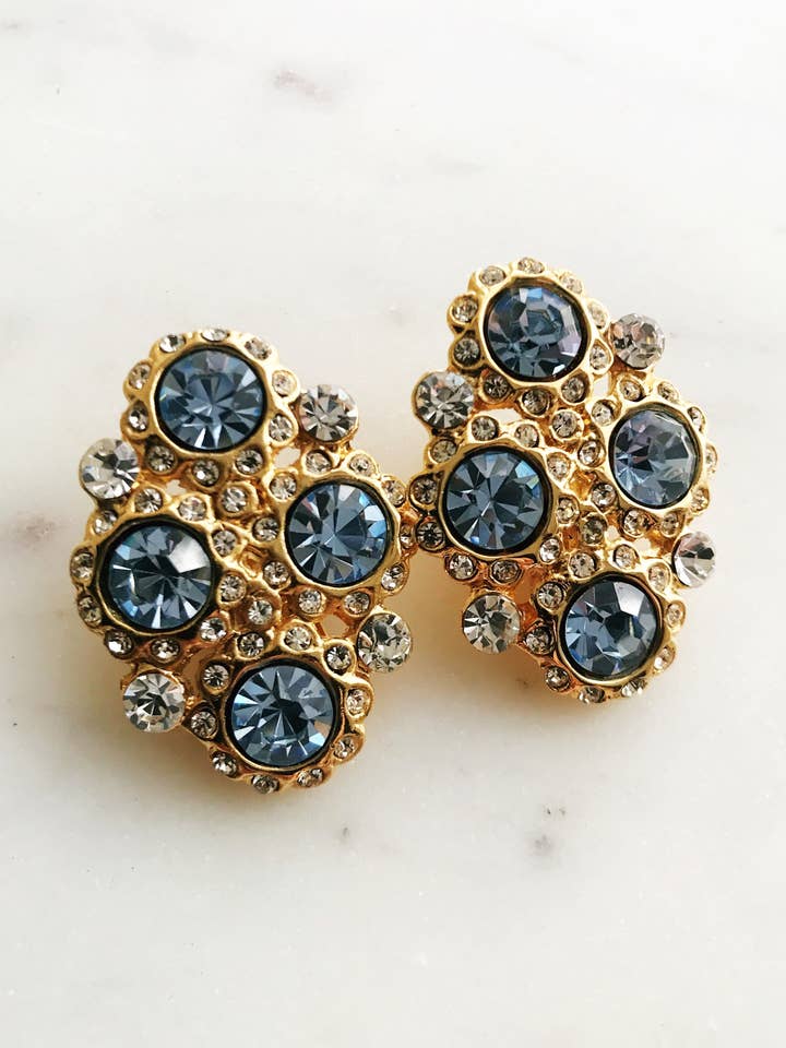 Harper Swarovski Crystal Light Blue Clip On Earrings for wholesale by Carmen Miller Jewellery