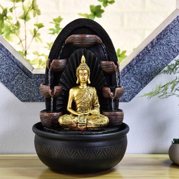 Chakra Indoor Fountain - LED Light and Buddha Statue for wholesale by Zen'Arôme