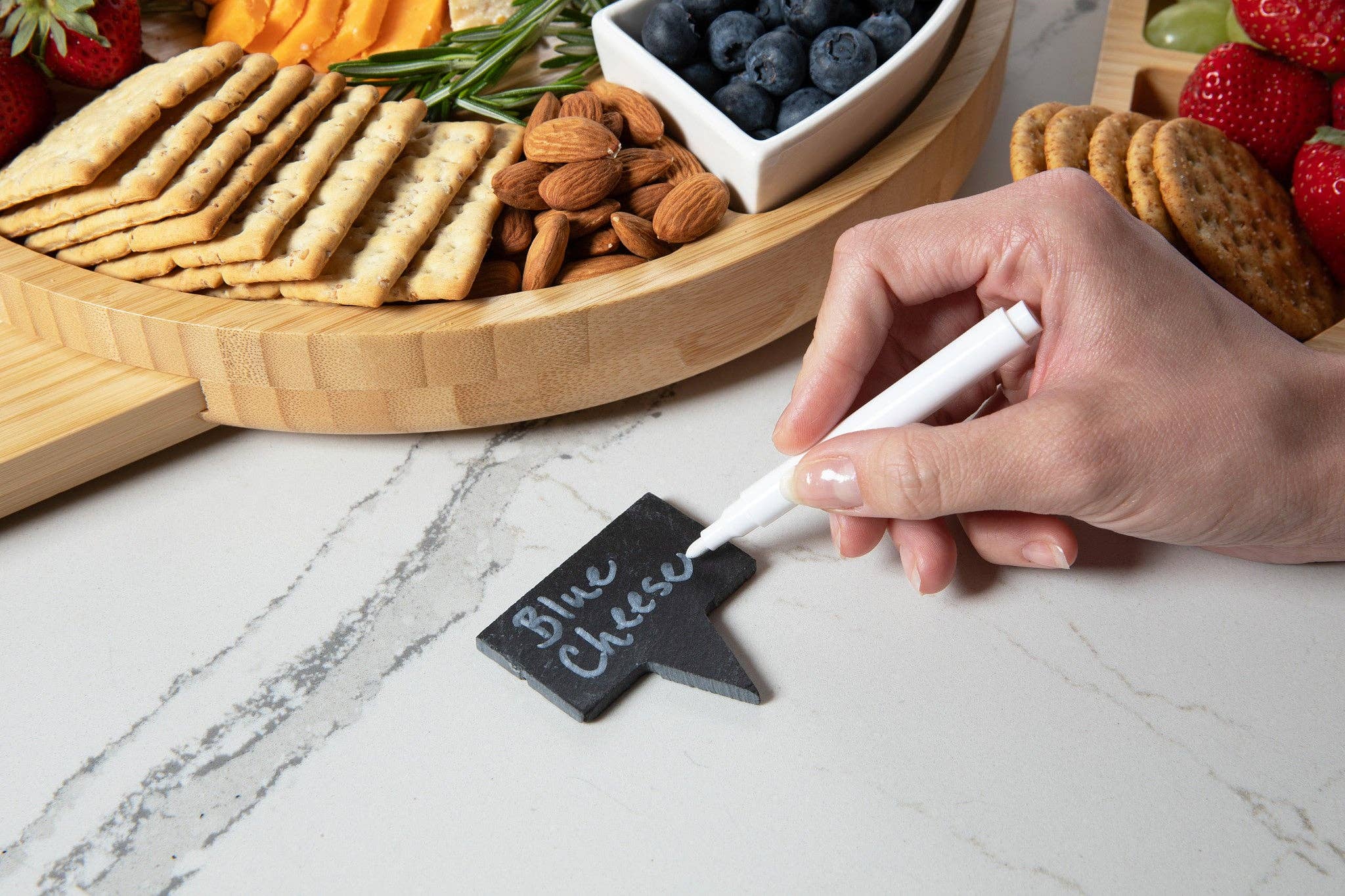 Big Wine Glasses - Wholesale Serving Tray - Two Drawer Bamboo Charcuterie Board Set6