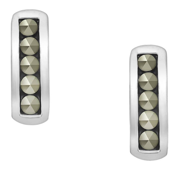 Petites boucles d'oreilles linéaires en marcassite et argent sterling pour la vente par Kate Carr / PureNY Jewelry LLC