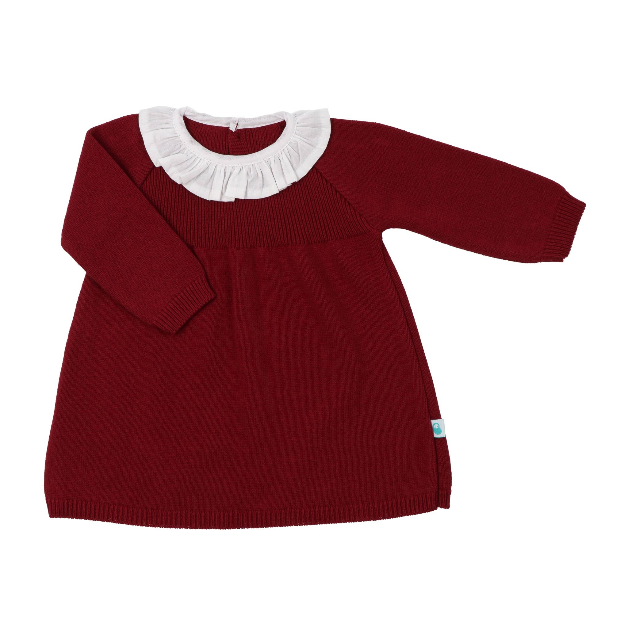 Bean Baby Clothes - Wholesale Dress - Baby - Vestido de Malha de Algodão para Bebé com Gola de Tecido0