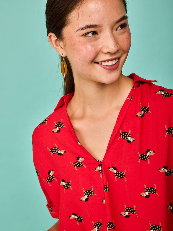 Camicia Zumaia Rossa per la vendita all'ingrosso da parte di Smile