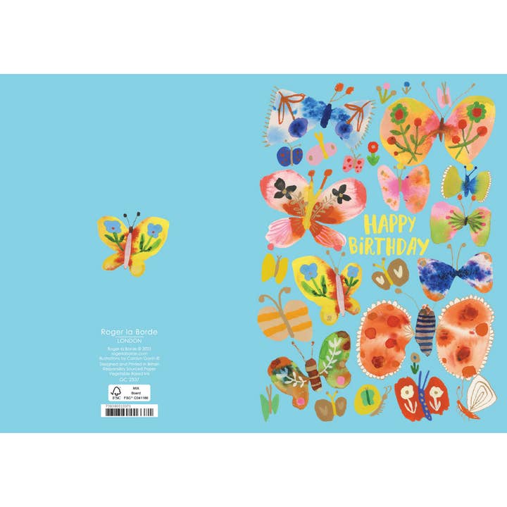 Roger La Borde - Wholesale Birthday Card - Happy Butterfles Greeting card single - GC 23372