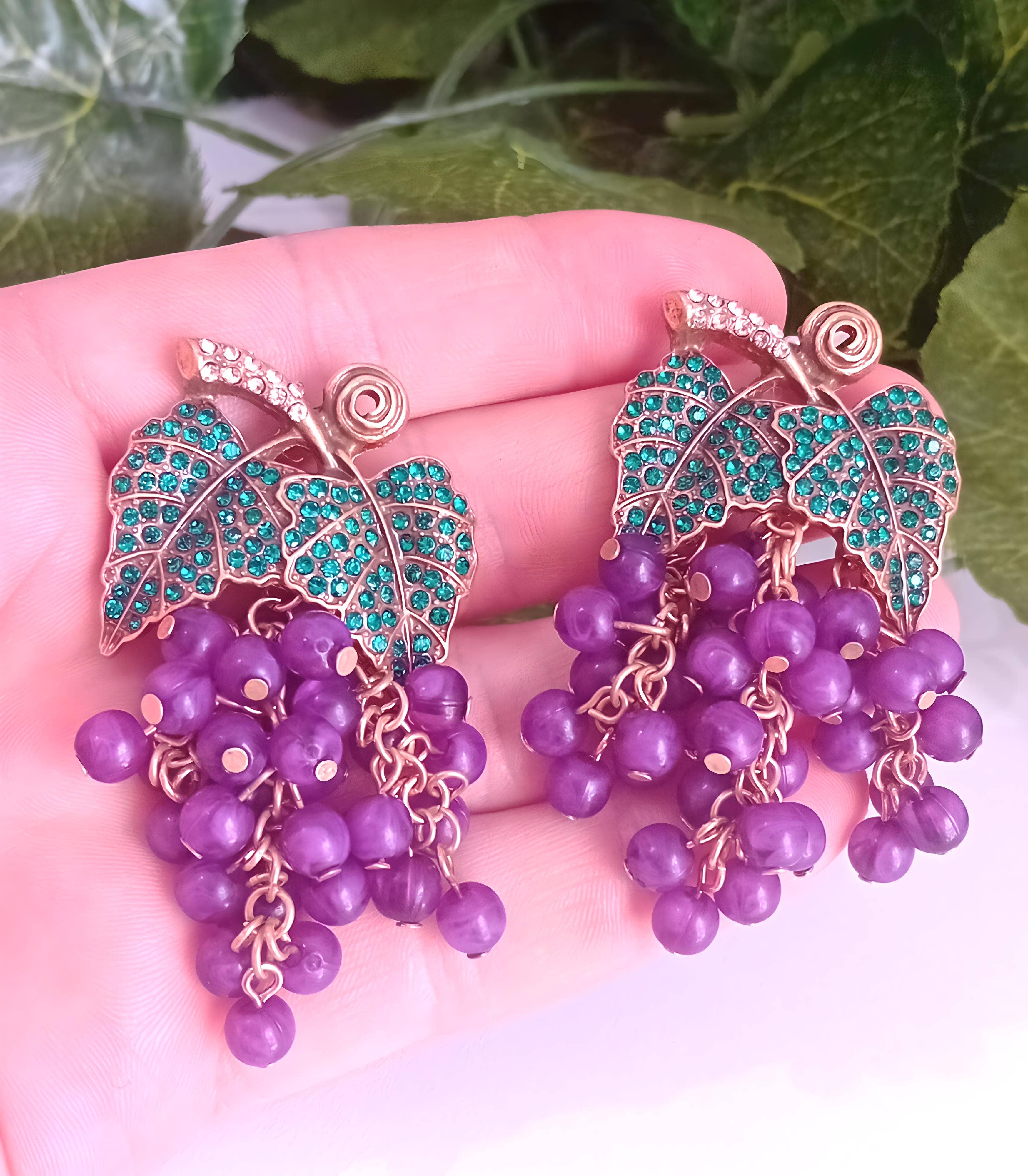 Wild & Free - Wholesale Dangle Earrings - Purple grape earrings, dangle earrings, handmade grape earrings2