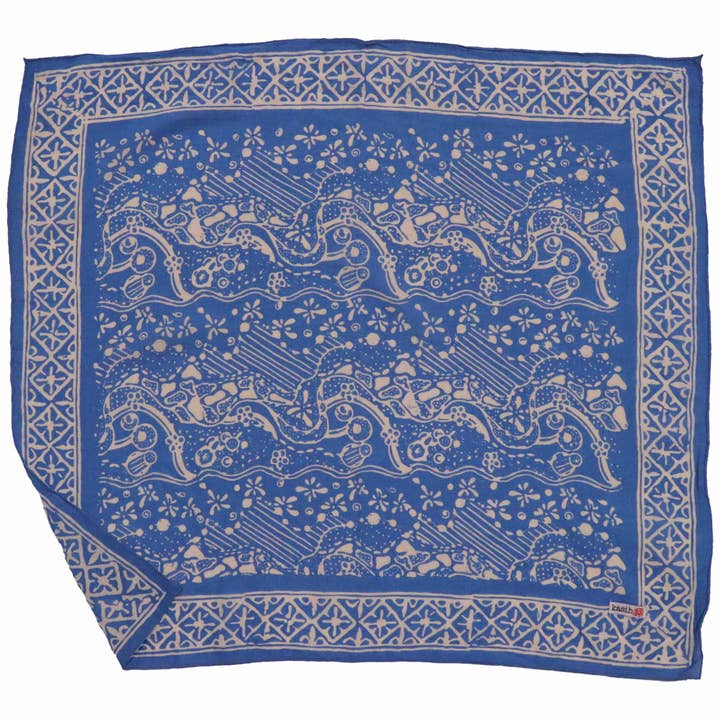 Kasih Co-op – Großhandel Bandana – Unisex – Handgefärbtes Batik-Bandana, 100% weiche Baumwolle, Tidal Flow, Patina Blau