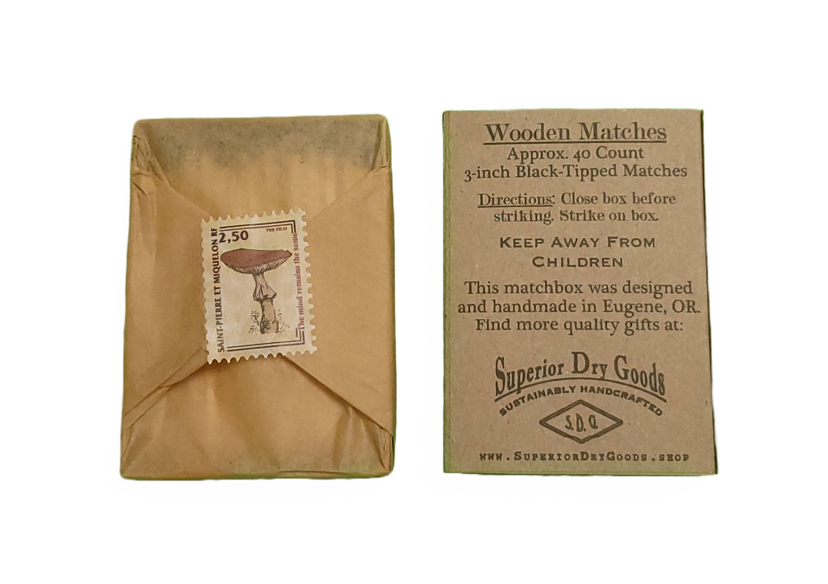 Superior Dry Goods - Wholesale Matches - "Natural 'Shrooms!" Handmade Decorator Matchbox Lot6
