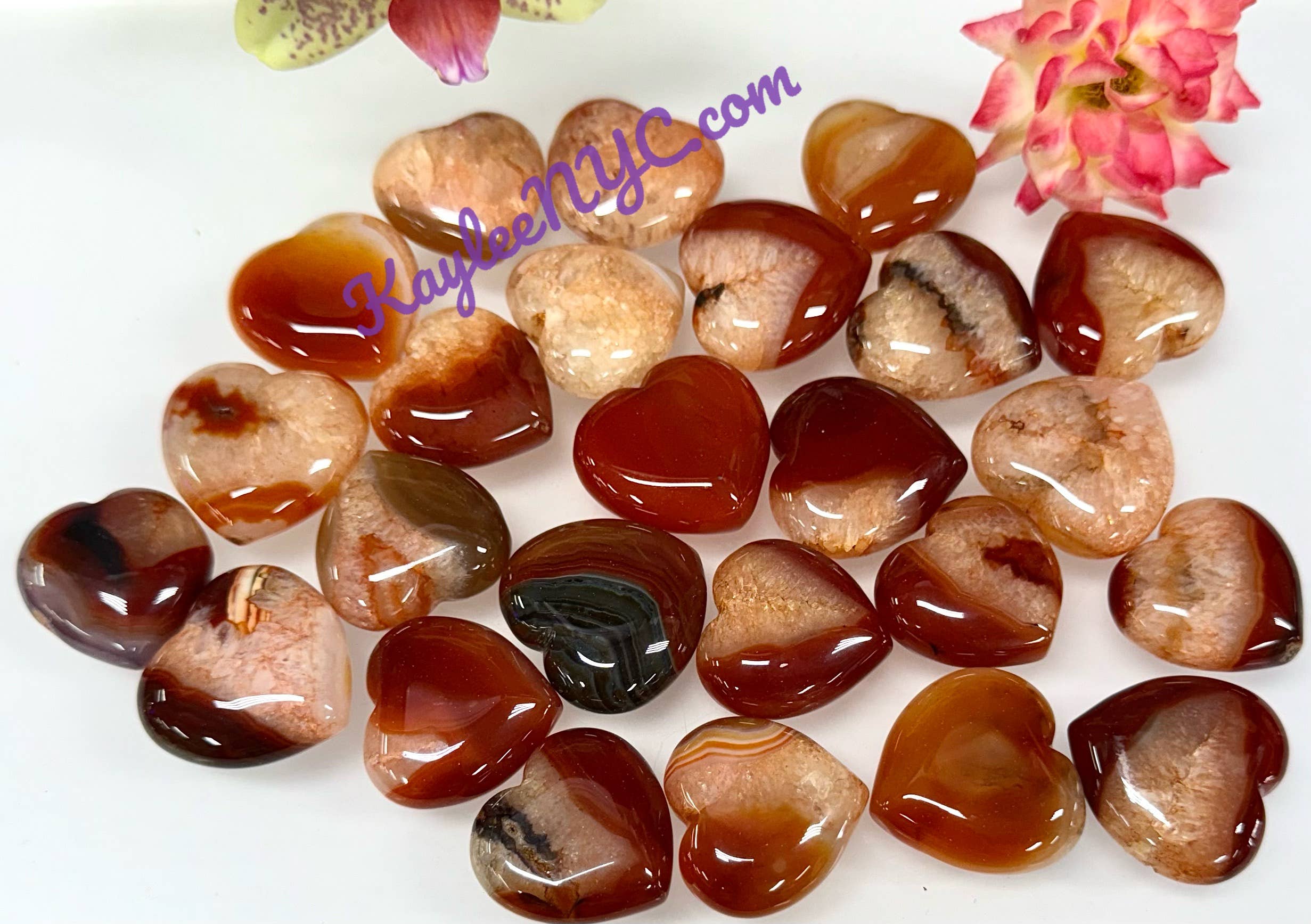 KayleeNYC - Wholesale Spiritual Stone/Crystal - 1 lb 1” Natural Carnelian Heart Crystal Healing Energy2