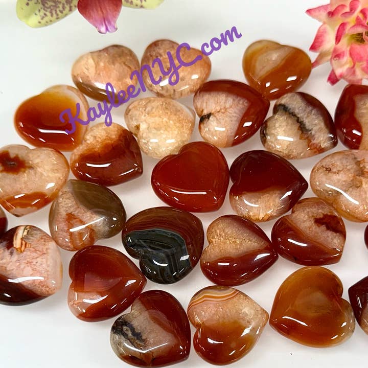 KayleeNYC - Wholesale Spiritual Stone/Crystal - 1 lb 1” Natural Carnelian Heart Crystal Healing Energy2