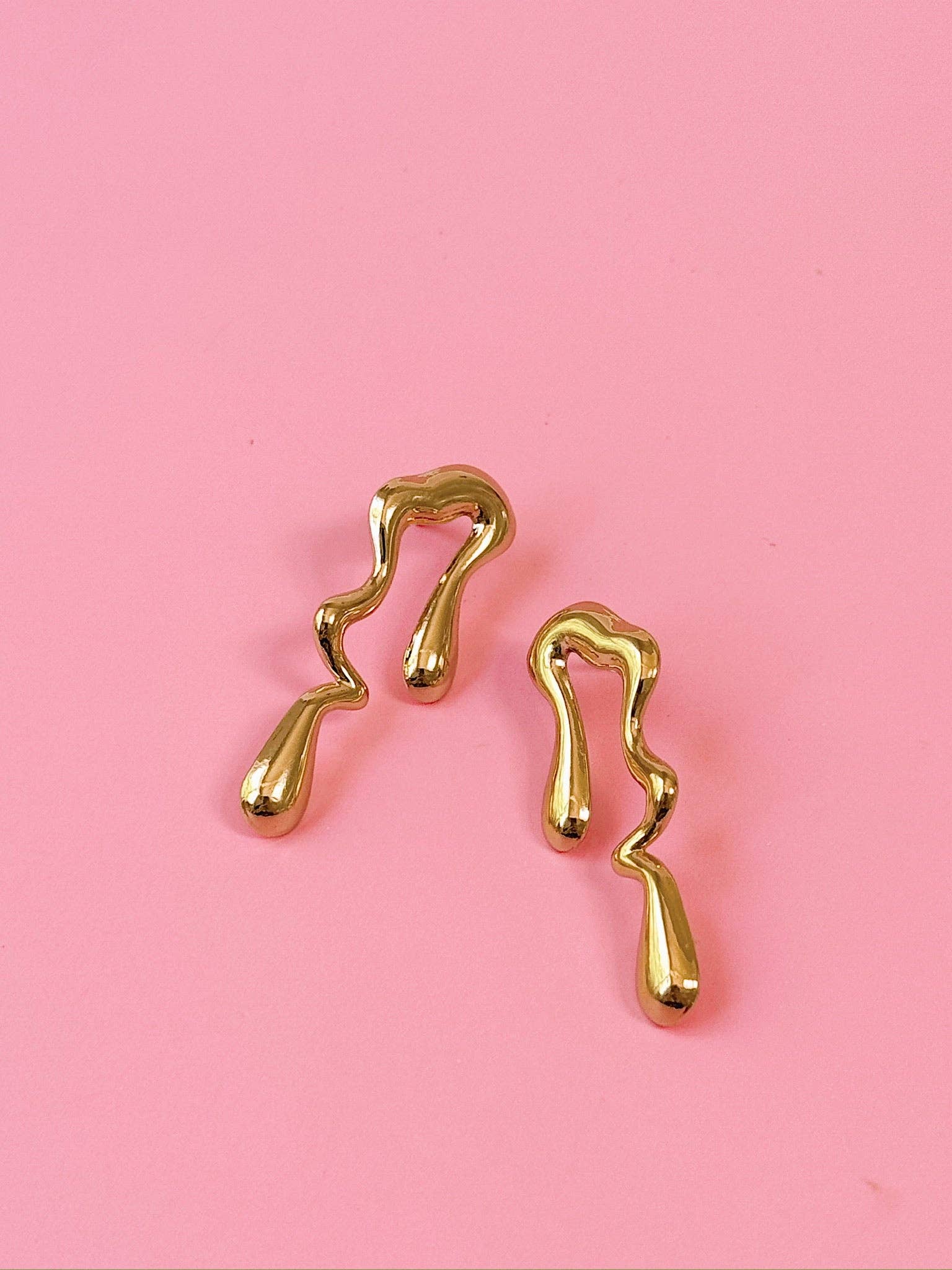 Golden Hour Designs - Wholesale Stud/Post Earrings - Organic Drip Stud Earrings - Gold, Abstract, Artsy, Cool0