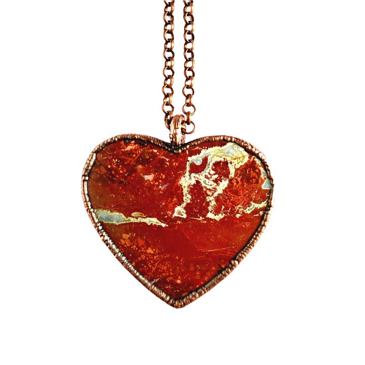 MergingMetals - Vendita all'ingrosso Collana con ciondolo/pendaglio - Collana cuore diaspro rosso
